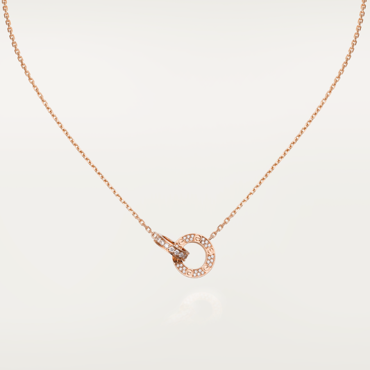 Mystic LOVE 7.6MM NECKLACE ROSE GOLD AND SILVER  FULL DIAMOND