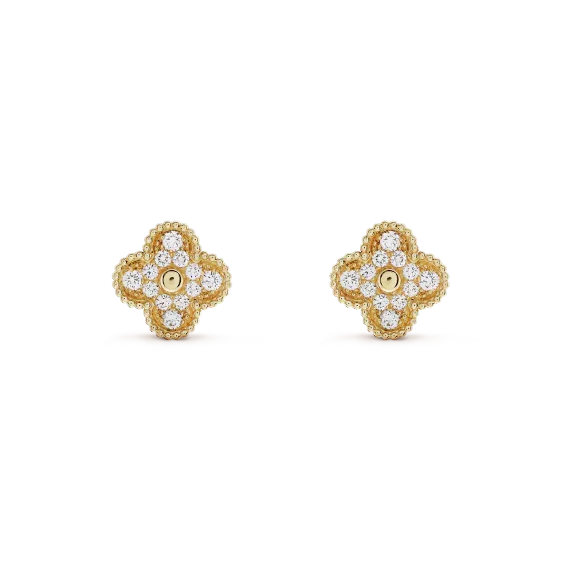 Mystic CLOVER MEDIUM 1 MOTIFS FUll DIAMOND EARRINGS