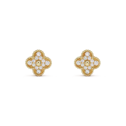Mystic CLOVER MEDIUM 1 MOTIFS FUll DIAMOND EARRINGS