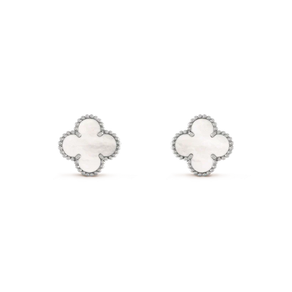 Mystic CLOVER MEDIUM 1 MOTIFS  WHITE MOP EARRINGS SILVER