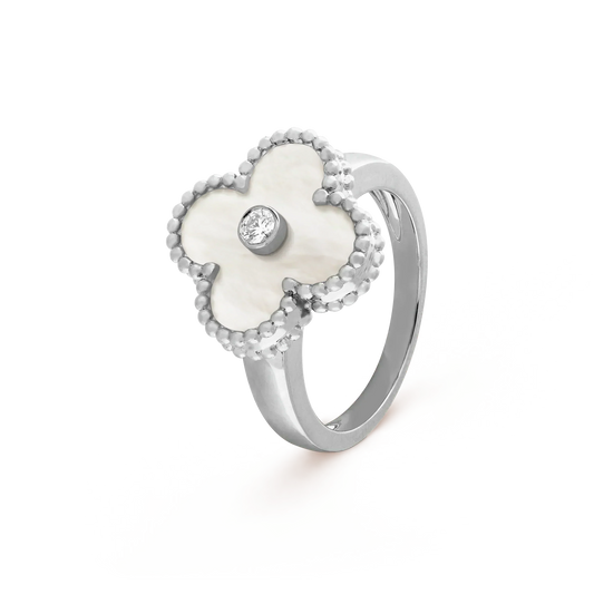 Mystic CLOVER SILVER MOP DIAMOND RING