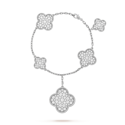 Mystic CLOVER 6 MOTIFS SILVER DIAMOND BRACELET