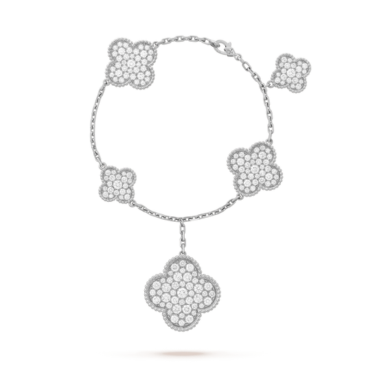 Mystic CLOVER 6 MOTIFS SILVER DIAMOND BRACELET