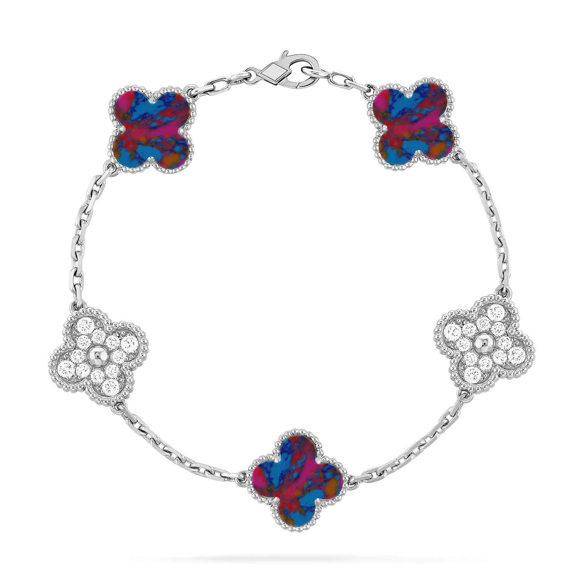 [Mystic ]New CLOVER 5 MOTIF COLOR GEMSTONES BRACELET COLLECTION