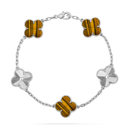 [Mystic ]New  CLOVER 5 MOTIFS TIGER EYE BRACELET COLLECTION