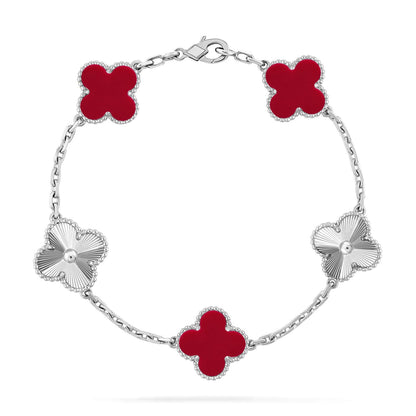 [Mystic ]New  CLOVER 5 MOTIF RED CORNELIAN BRACELET COLLECTION