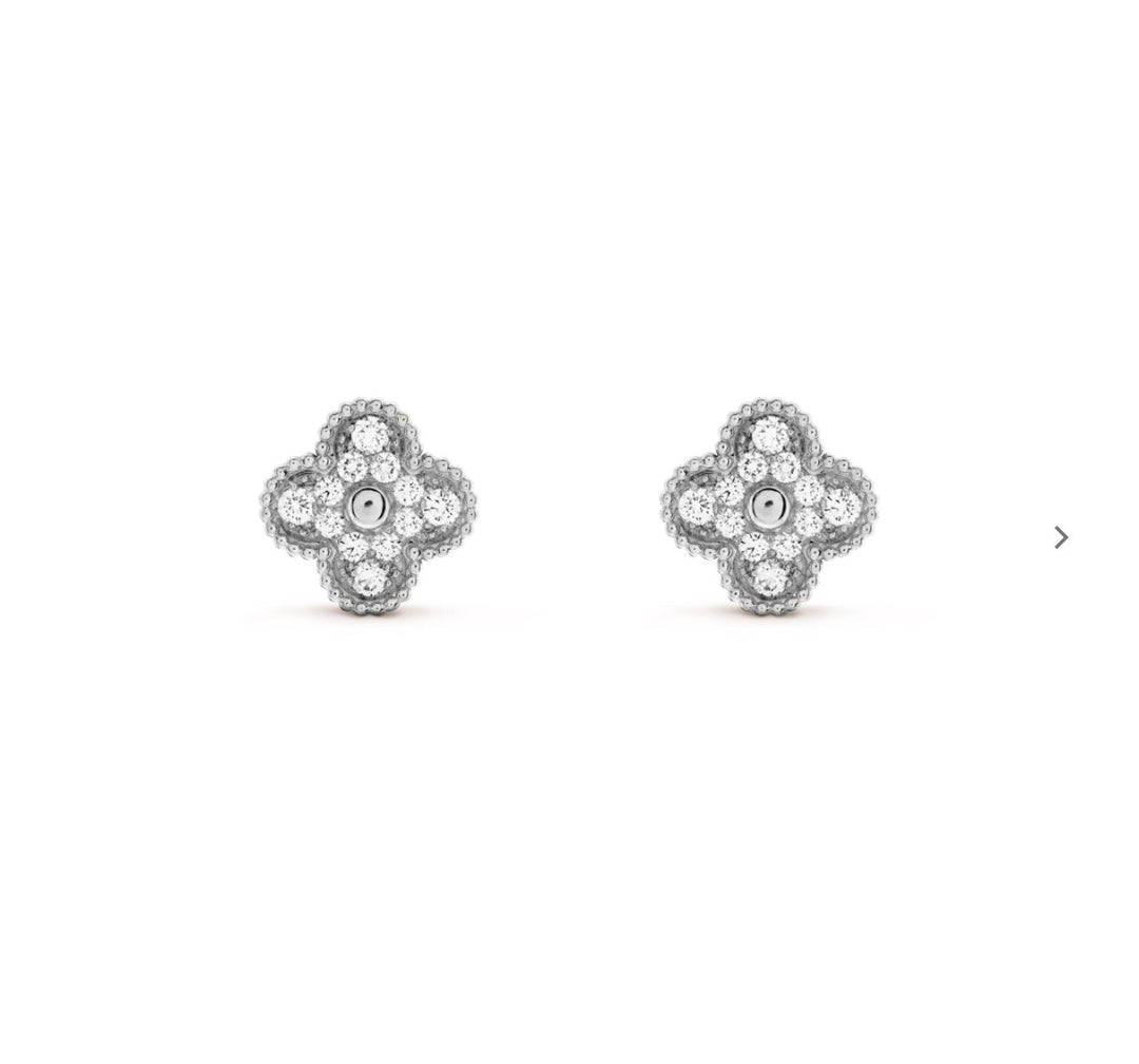 Mystic CLOVER 1 MOTIFS DIAMOND STUD EARRINGS SILVER