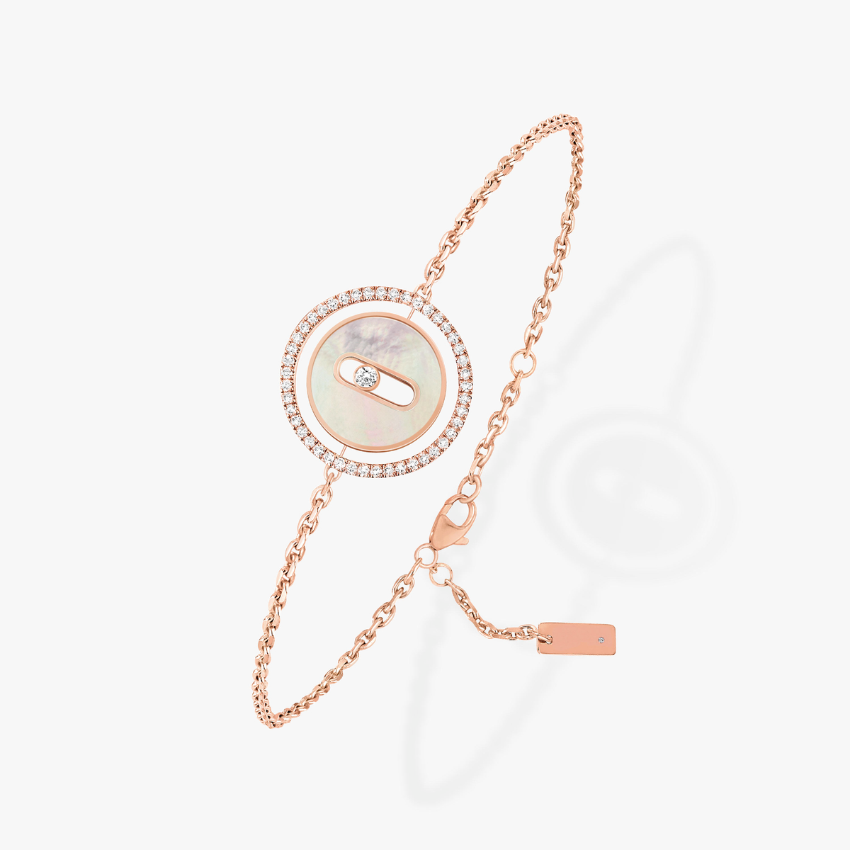 [Mystic]LUCKY MOVE WHITE MOTHER OF PEARL PINK GOLD DIAMOND BRACELET