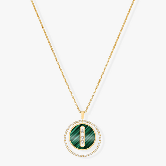 [Mystic]LUCKY MOVE 3 DIAMOND MALACHITE GOLD DIAMOND NECKLACE