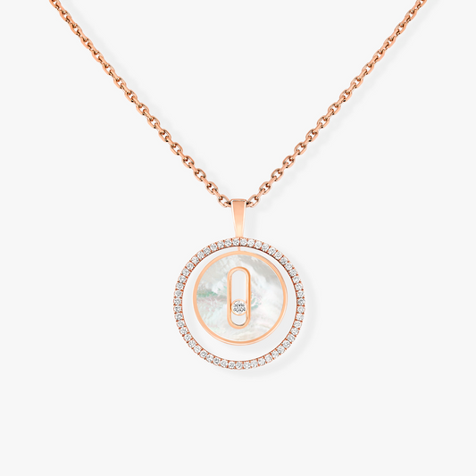 [Mystic]LUCKY MOVE 1 DIAMOND WHITE MOTHER OF PEARL PINK GOLD DIAMOND NECKLACE