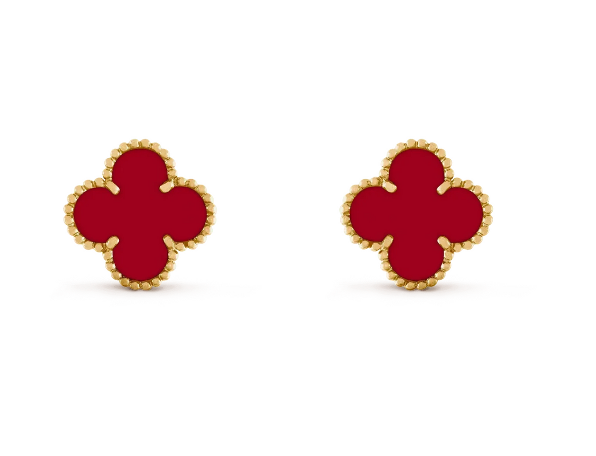 [Mystic ] CLOVER 20MM RED AGATE EARRINGS