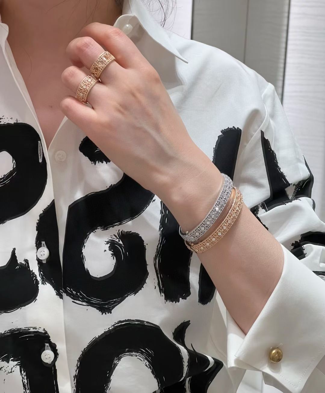 [Mystic ] 2026 WOVEN-PATTERN BRACELET SET WITH FULL DIAMOND INLAY THREE-COLORS