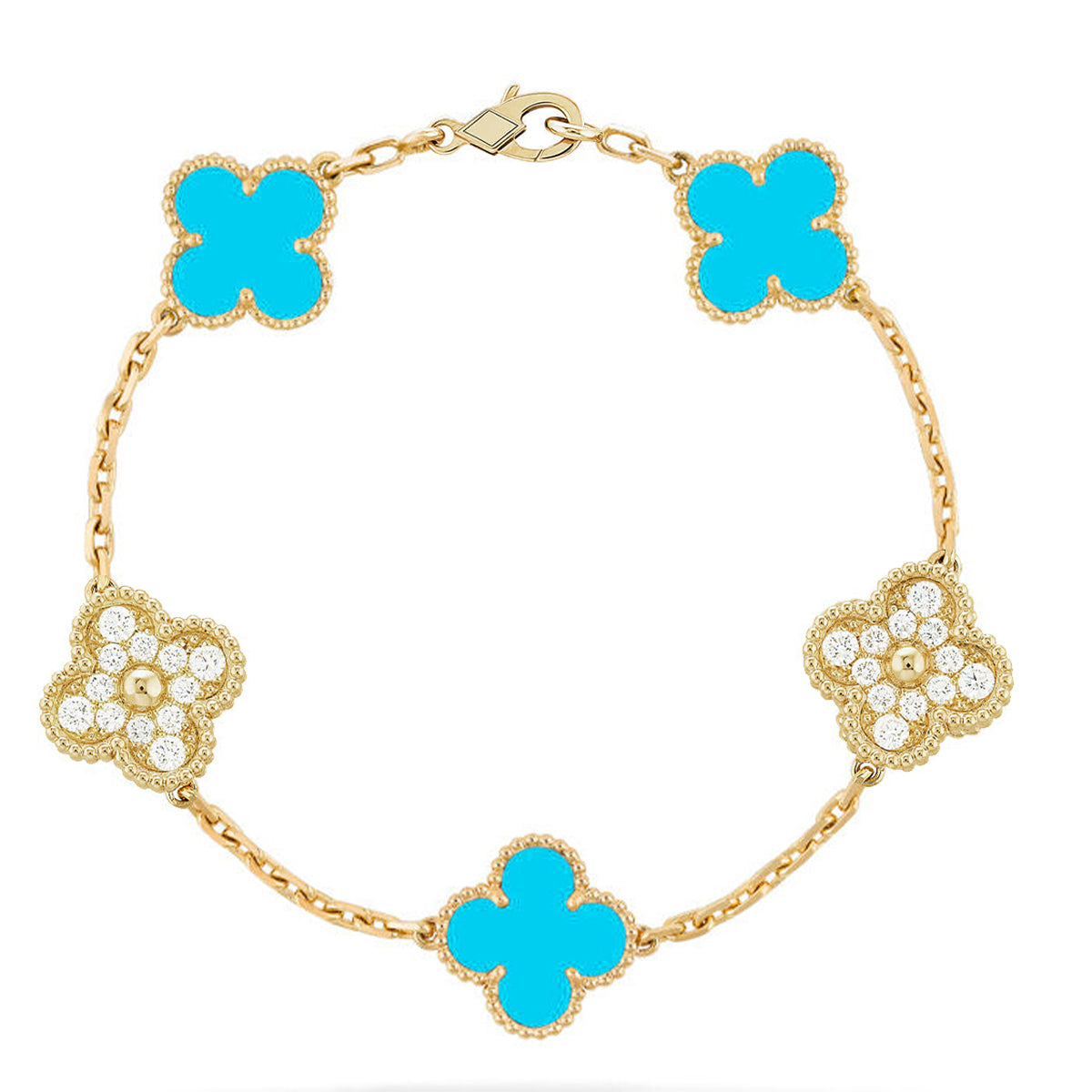 [Mystic ]New  CLOVER 5 MOTIF TURQUOISE BRACELET COLLECTION