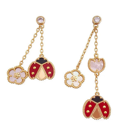 Mystic LUCKY LADYBUG WHITE MOP EARRINGS
