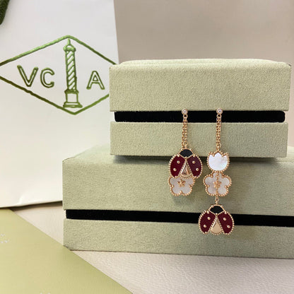 Mystic LUCKY LADYBUG WHITE MOP EARRINGS