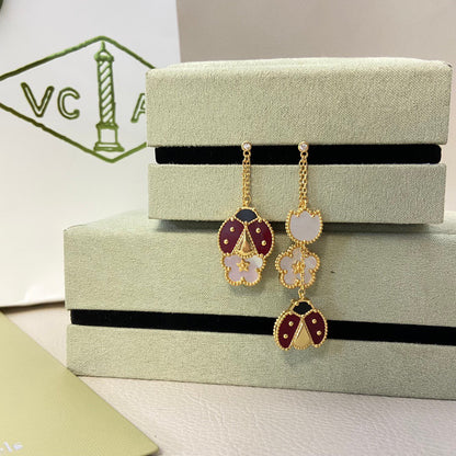 Mystic LUCKY LADYBUG WHITE MOP EARRINGS