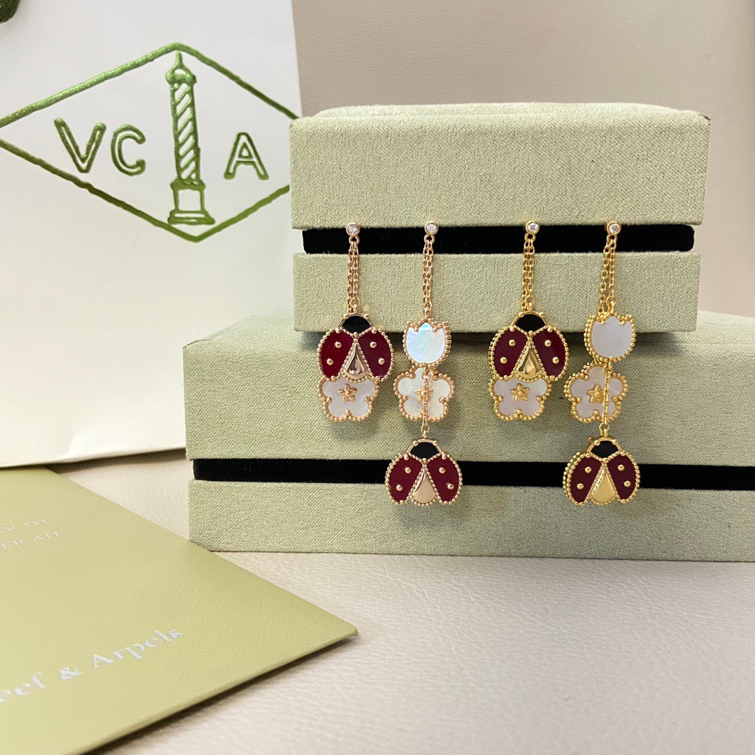 Mystic LUCKY LADYBUG WHITE MOP EARRINGS