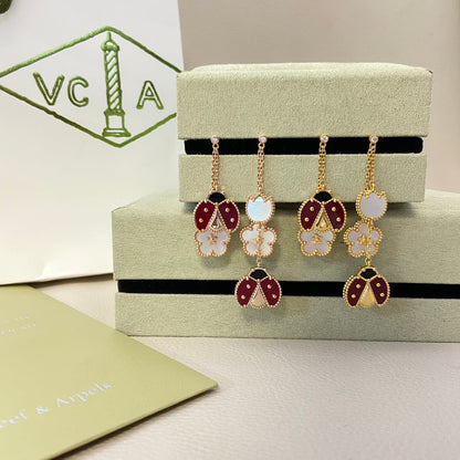 Mystic LUCKY LADYBUG WHITE MOP EARRINGS