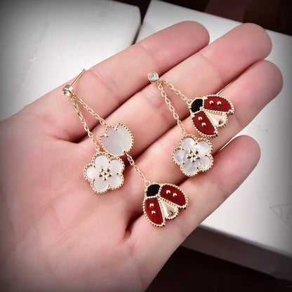 Mystic LUCKY LADYBUG WHITE MOP EARRINGS
