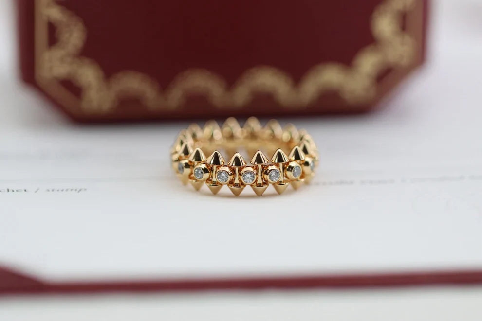 [Mystic ] Double‑Row Spike Full‑Diamond Band Ring