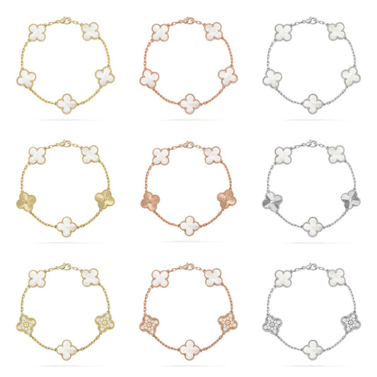 [Mystic ]New CLOVER WHITE PEARL MOP 5 MOTIF BRACELET COLLECTION