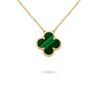 Mystic CLOVER 15MM MALACHITE SINGLE FLOWER  NECKLACE