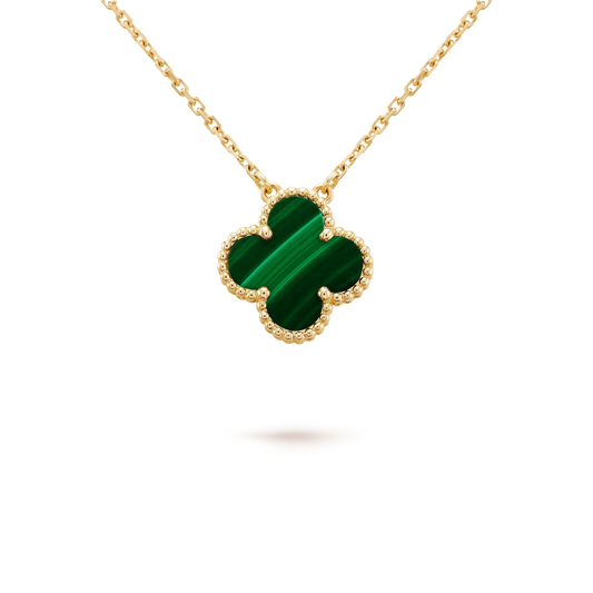 Mystic CLOVER 15MM MALACHITE SINGLE FLOWER  NECKLACE
