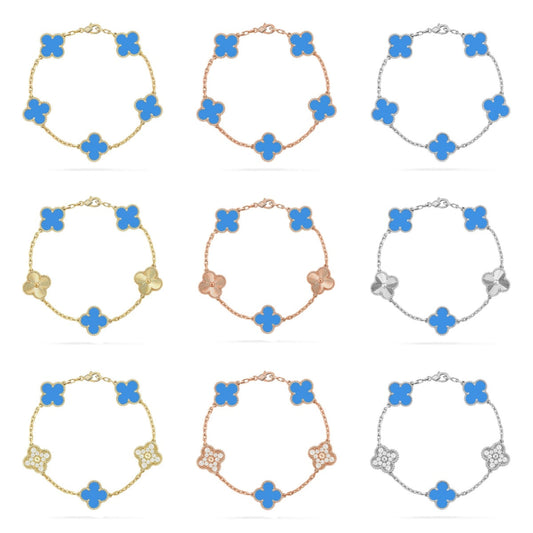 [Mystic ]New CLOVER 5 MOTIF BLUE AGATE BRACELET COLLECTION