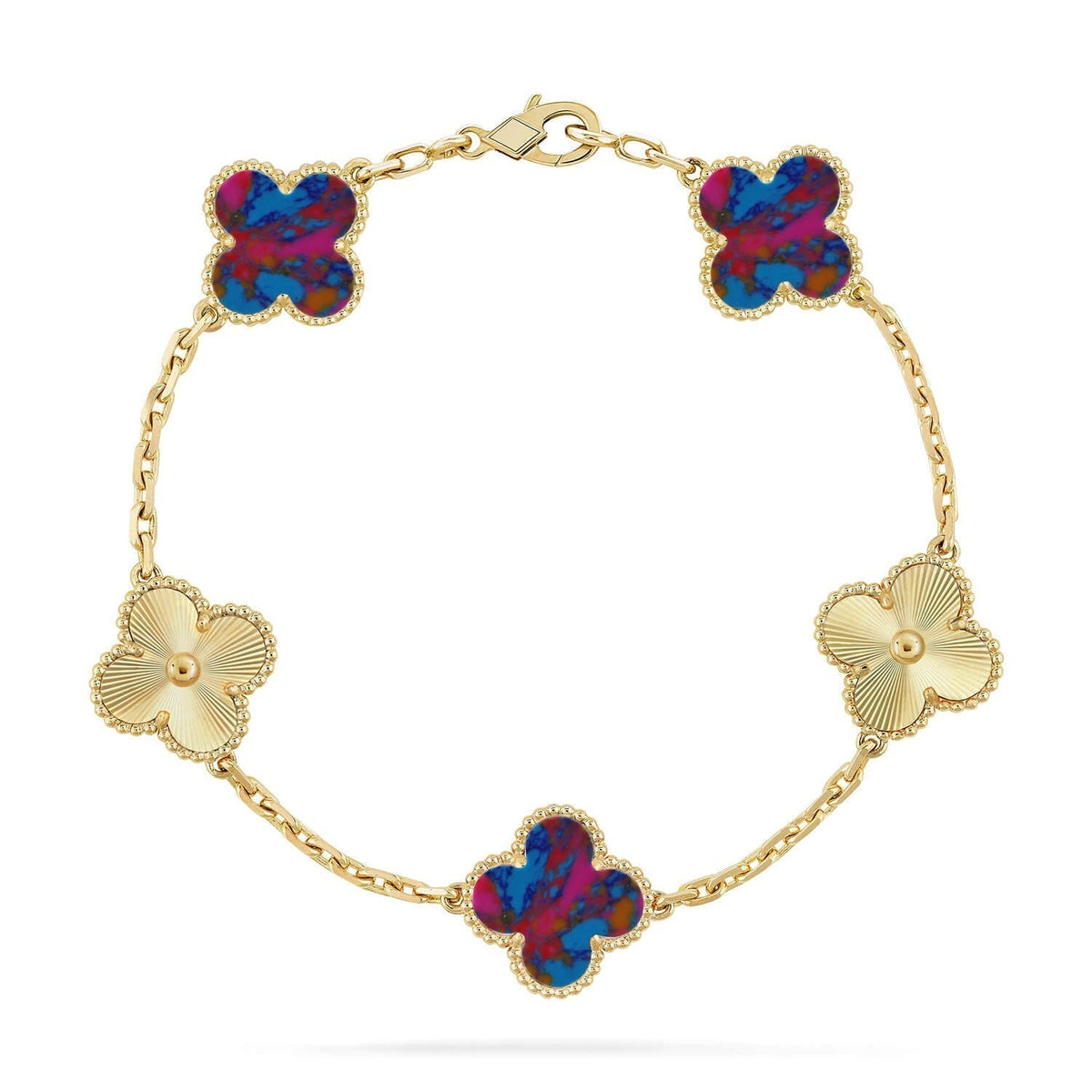 [Mystic ]New CLOVER 5 MOTIF COLOR GEMSTONES BRACELET COLLECTION