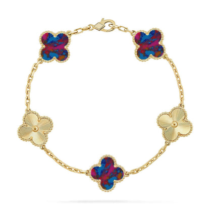 [Mystic ]New CLOVER 5 MOTIF COLOR GEMSTONES BRACELET COLLECTION
