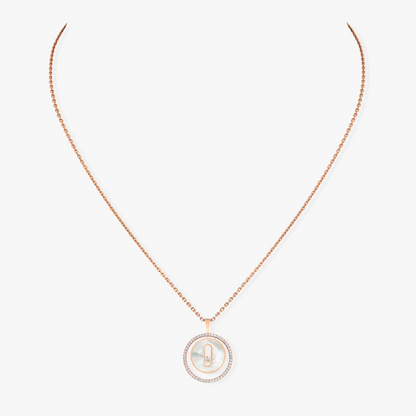 [Mystic]LUCKY MOVE 1 DIAMOND WHITE MOTHER OF PEARL PINK GOLD DIAMOND NECKLACE
