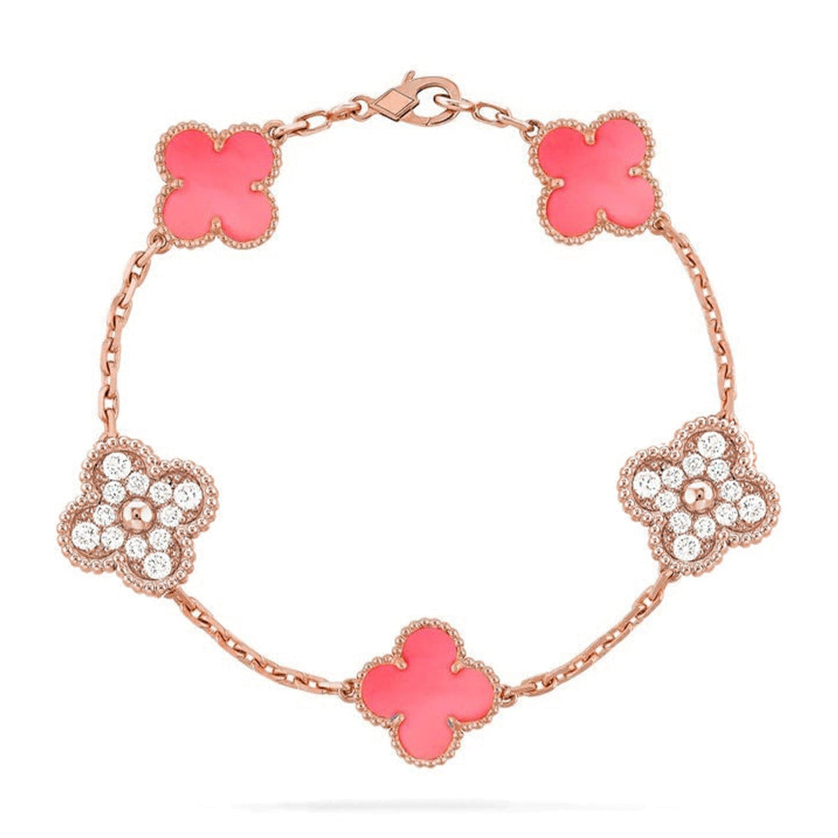[Mystic ]New  CLOVER 5 MOTIFS  PINK MOP BRACELET COLLECTION