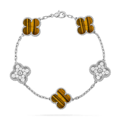 [Mystic ]New  CLOVER 5 MOTIFS TIGER EYE BRACELET COLLECTION