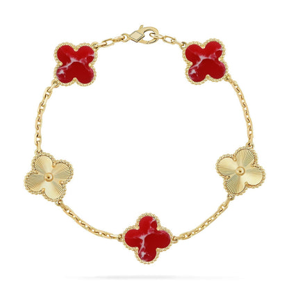 [Mystic ]New CLOVER 5 MOTIF RED PATTERN BRACELET COLLECTION