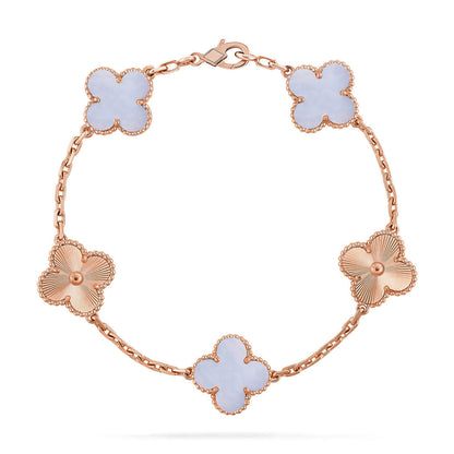[Mystic ]New  CLOVER 5 MOTIF PURPLE CHALCEDONY BRACELET COLLECTION
