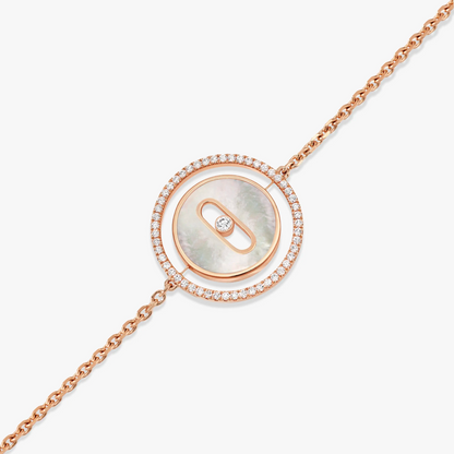 [Mystic]LUCKY MOVE WHITE MOTHER OF PEARL PINK GOLD DIAMOND BRACELET
