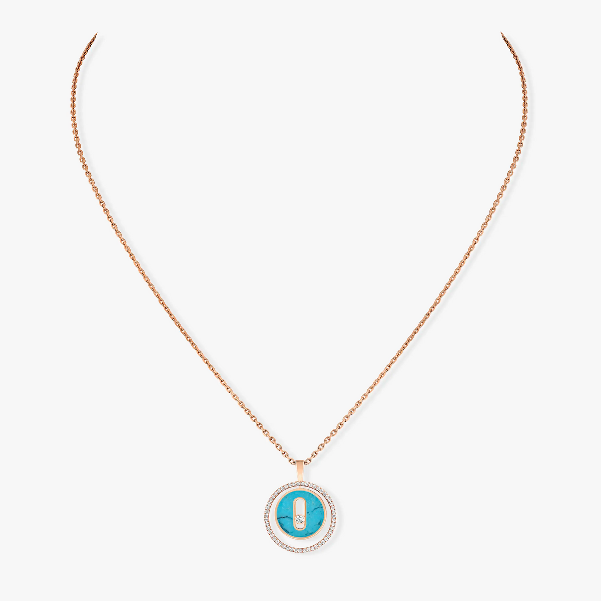 [Mystic]LUCKY MOVE 1 DIAMOND TURQUOISE PINK GOLD DIAMOND NECKLACE
