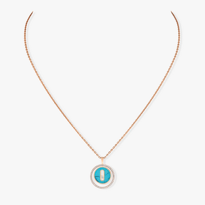 [Mystic]LUCKY MOVE 1 DIAMOND TURQUOISE PINK GOLD DIAMOND NECKLACE