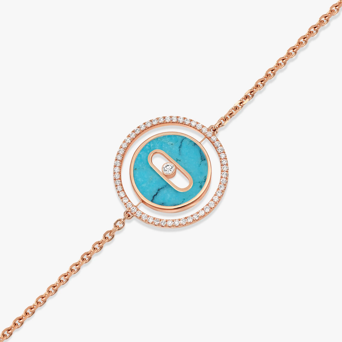 [Mystic]LUCKY MOVE TURQUOISE PINK GOLD DIAMOND BRACELET