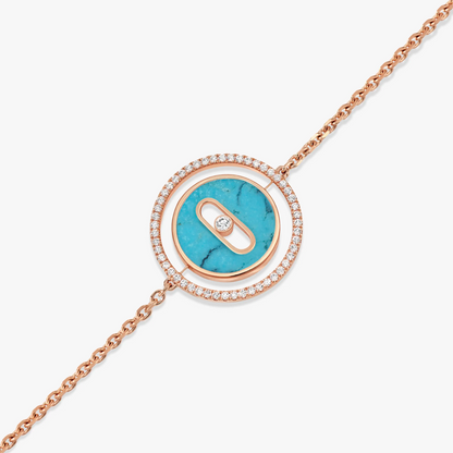 [Mystic]LUCKY MOVE TURQUOISE PINK GOLD DIAMOND BRACELET