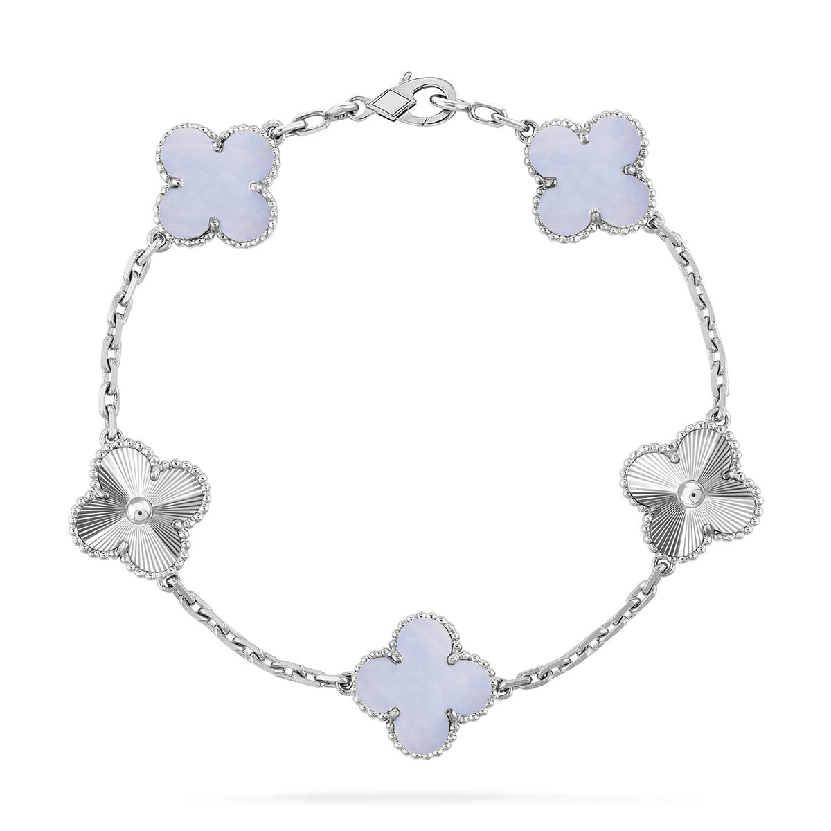 [Mystic ]New  CLOVER 5 MOTIF PURPLE CHALCEDONY BRACELET COLLECTION