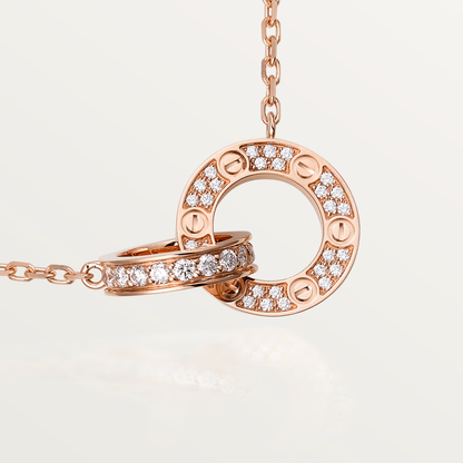 Mystic LOVE 7.6MM NECKLACE ROSE GOLD AND SILVER  FULL DIAMOND