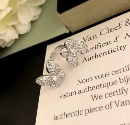 Mystic TWIN SILVER BUTTERFLY DIAMOND RING