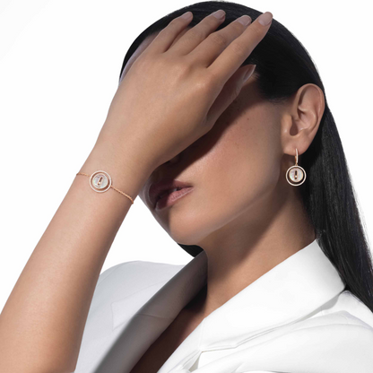 [Mystic]LUCKY MOVE WHITE MOTHER OF PEARL PINK GOLD DIAMOND BRACELET