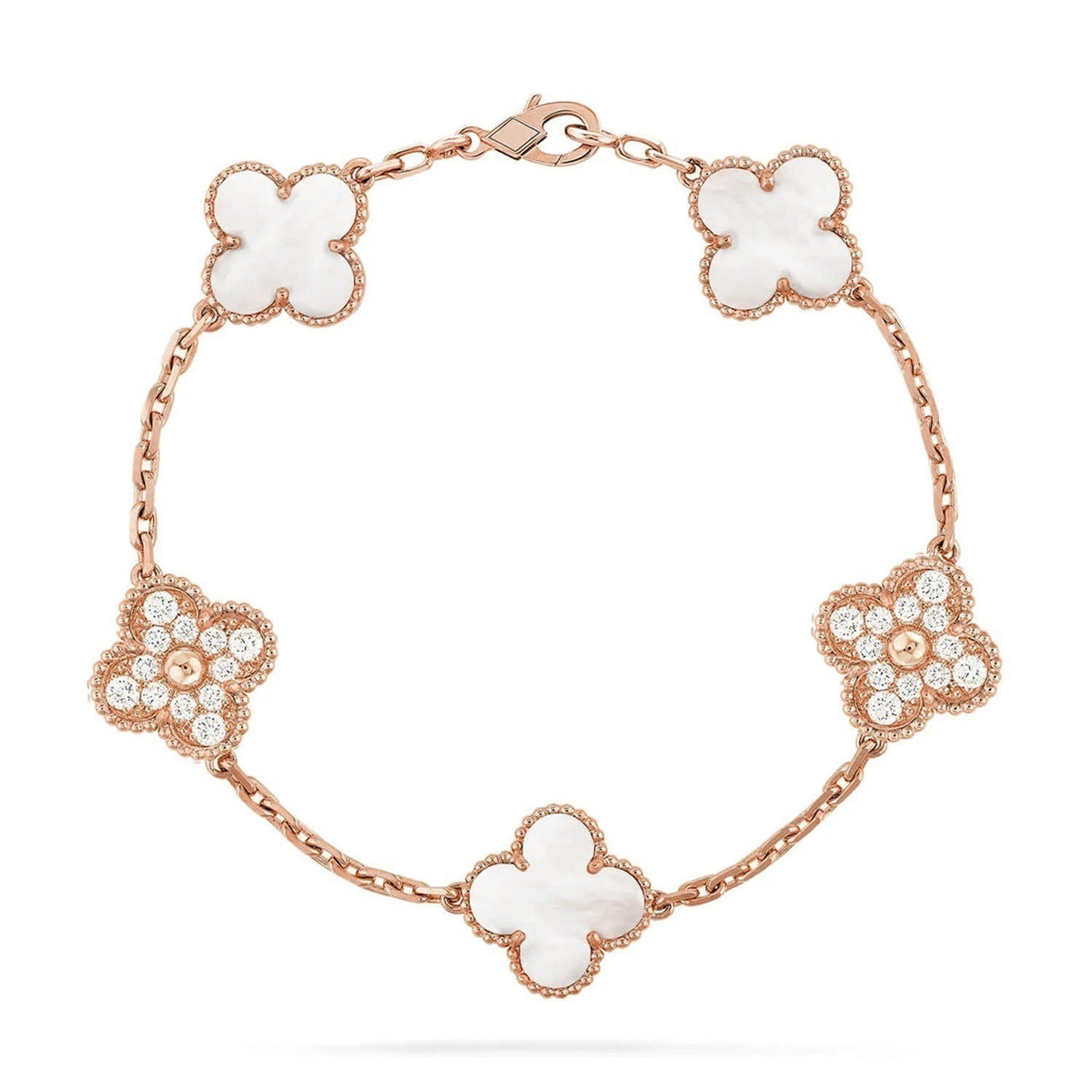 [Mystic ]New CLOVER WHITE PEARL MOP 5 MOTIF BRACELET COLLECTION