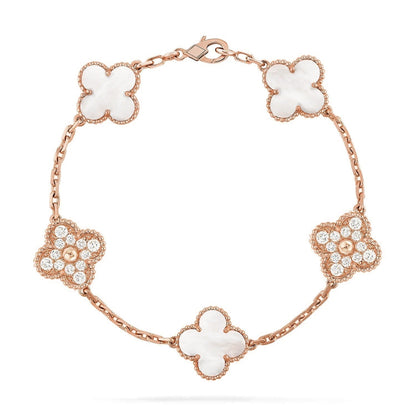 [Mystic ]New CLOVER WHITE PEARL MOP 5 MOTIF BRACELET COLLECTION