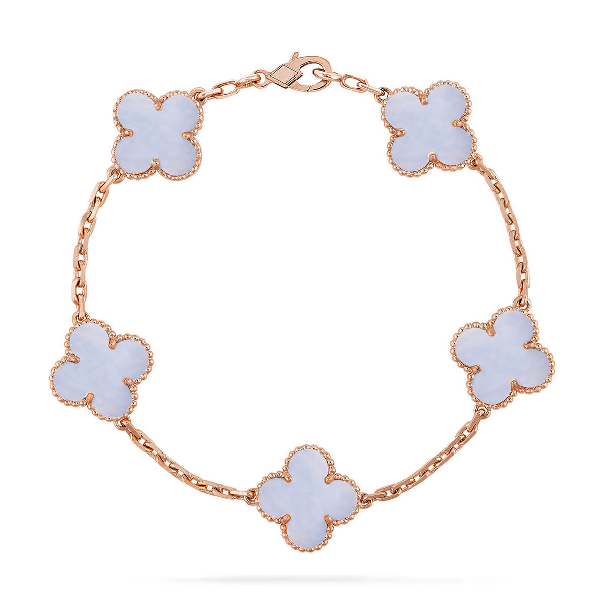 [Mystic ]New  CLOVER 5 MOTIF PURPLE CHALCEDONY BRACELET COLLECTION