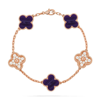 [Mystic ]New CLOVER 5 MOTIF PURPLE STRIPES BRACELET COLLECTION