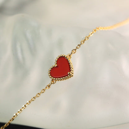 Mystic HEART-SHAPED  CARNELIAN SINGLE FLOWER BRACELET