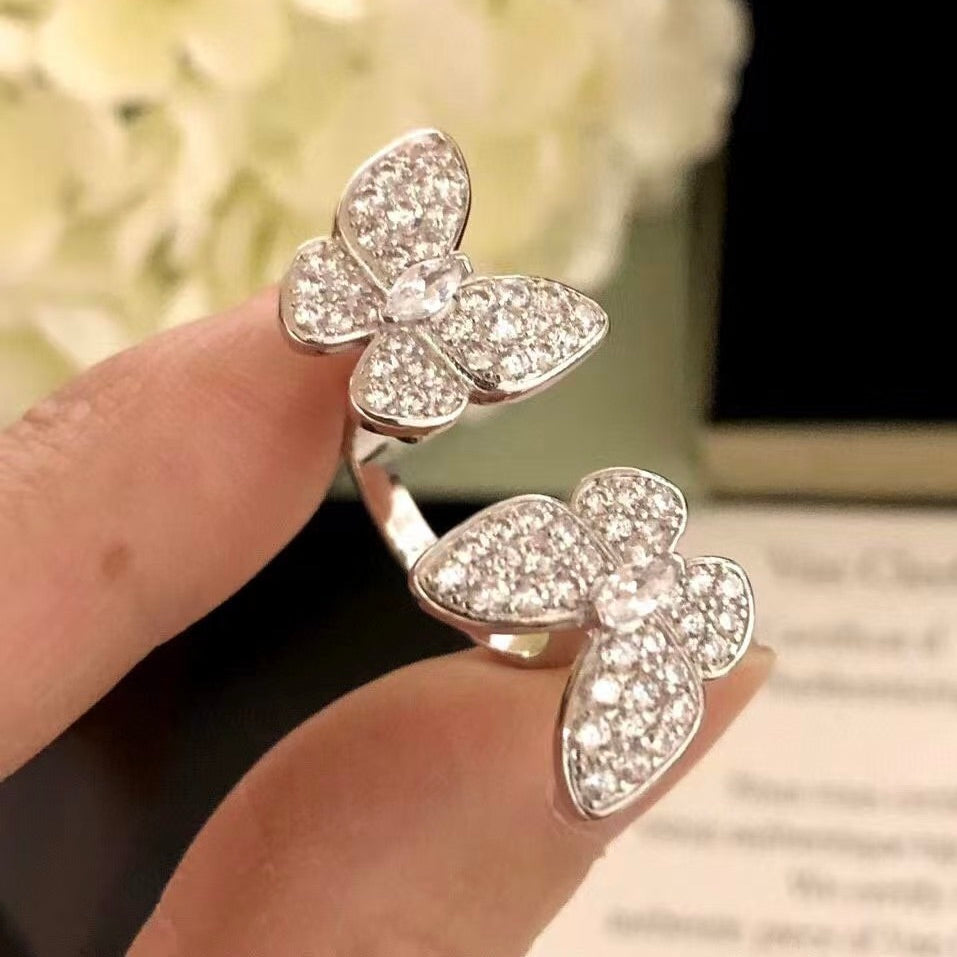 Mystic TWIN SILVER BUTTERFLY DIAMOND RING